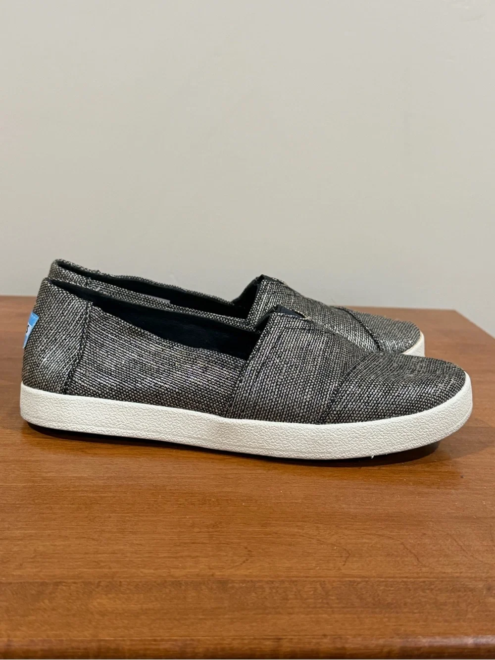 Toms Slip-On Sneakers in Charcoal and White